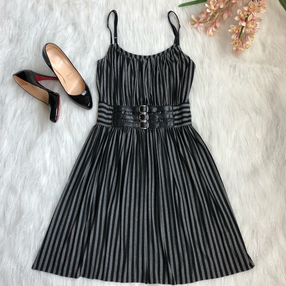 Bailey 44 gray and black striped dress